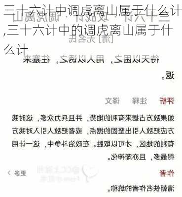 三十六计中调虎离山属于什么计,三十六计中的调虎离山属于什么计