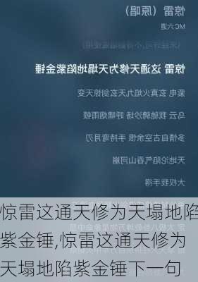 惊雷这通天修为天塌地陷紫金锤,惊雷这通天修为天塌地陷紫金锤下一句