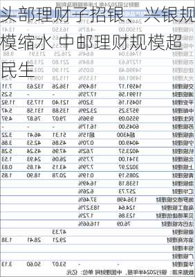 头部理财子招银、兴银规模缩水 中邮理财规模超民生