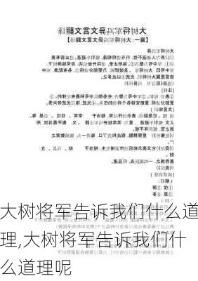 大树将军告诉我们什么道理,大树将军告诉我们什么道理呢