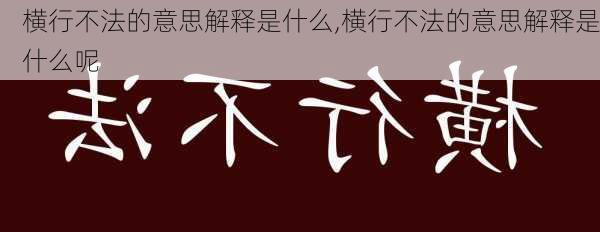 横行不法的意思解释是什么,横行不法的意思解释是什么呢