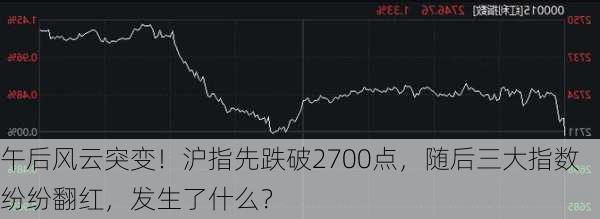 午后风云突变！沪指先跌破2700点，随后三大指数纷纷翻红，发生了什么？