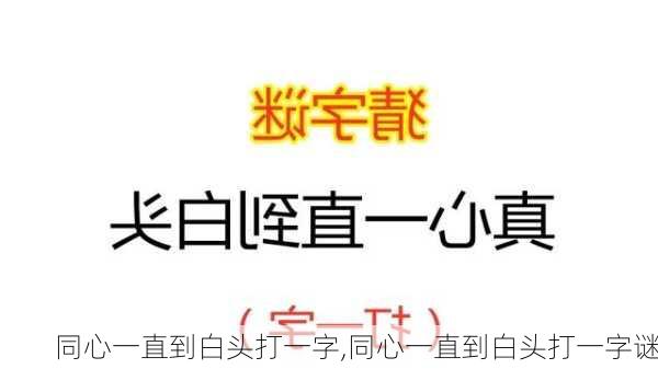 同心一直到白头打一字,同心一直到白头打一字谜