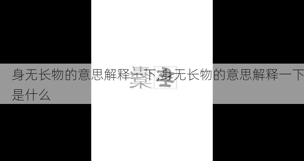 身无长物的意思解释一下,身无长物的意思解释一下是什么