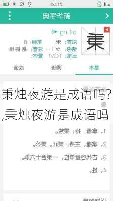 秉烛夜游是成语吗?,秉烛夜游是成语吗