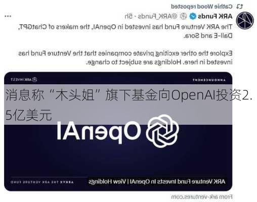 消息称“木头姐”旗下基金向OpenAI投资2.5亿美元