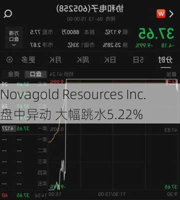 Novagold Resources Inc.盘中异动 大幅跳水5.22%