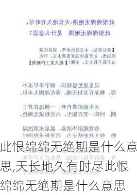 此恨绵绵无绝期是什么意思,天长地久有时尽此恨绵绵无绝期是什么意思