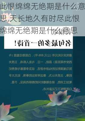 此恨绵绵无绝期是什么意思,天长地久有时尽此恨绵绵无绝期是什么意思