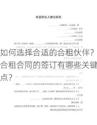 如何选择合适的合租伙伴？合租合同的签订有哪些关键点？