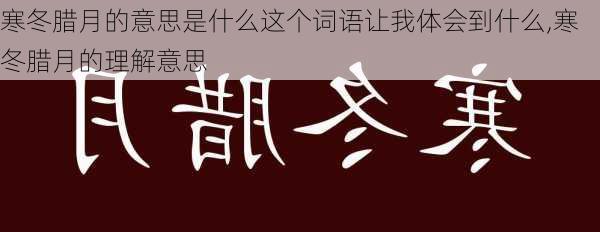 寒冬腊月的意思是什么这个词语让我体会到什么,寒冬腊月的理解意思