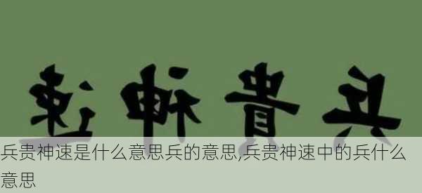 兵贵神速是什么意思兵的意思,兵贵神速中的兵什么意思