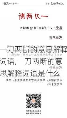 一刀两断的意思解释词语,一刀两断的意思解释词语是什么