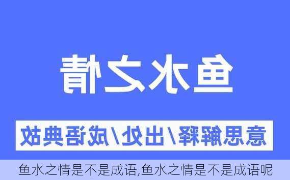 鱼水之情是不是成语,鱼水之情是不是成语呢