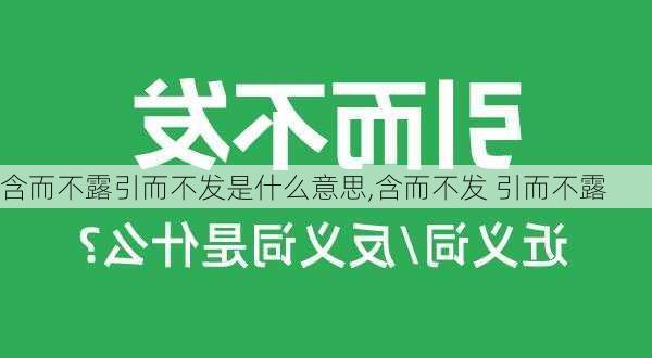 含而不露引而不发是什么意思,含而不发 引而不露