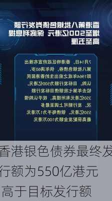 香港银色债券最终发行额为550亿港元 高于目标发行额