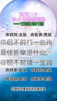 徘徊不前打一生肖最佳答案是什么,徘徊不前猜一生肖