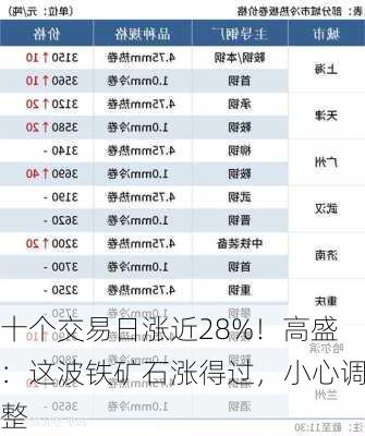 十个交易日涨近28%！高盛：这波铁矿石涨得过，小心调整