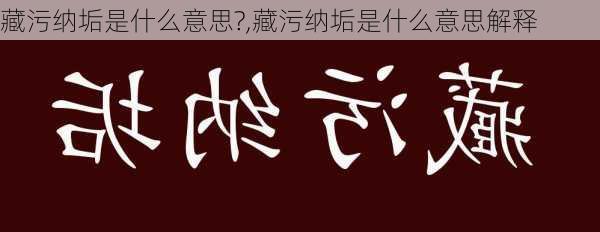 藏污纳垢是什么意思?,藏污纳垢是什么意思解释