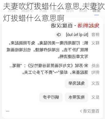 夫妻吹灯拔蜡什么意思,夫妻吹灯拔蜡什么意思啊