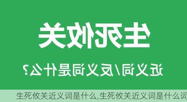 生死攸关近义词是什么,生死攸关近义词是什么词