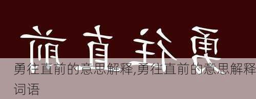 勇往直前的意思解释,勇往直前的意思解释词语