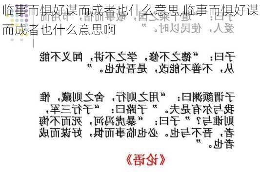 临事而惧好谋而成者也什么意思,临事而惧好谋而成者也什么意思啊