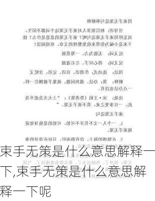 束手无策是什么意思解释一下,束手无策是什么意思解释一下呢