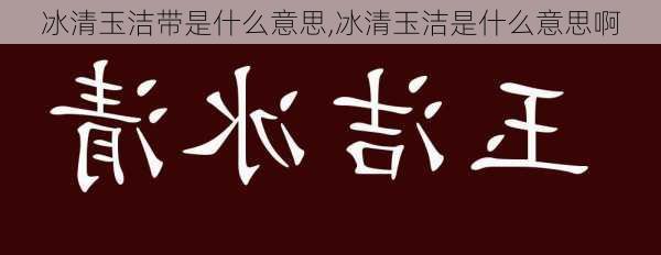 冰清玉洁带是什么意思,冰清玉洁是什么意思啊