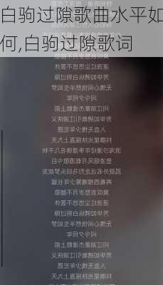 白驹过隙歌曲水平如何,白驹过隙歌词