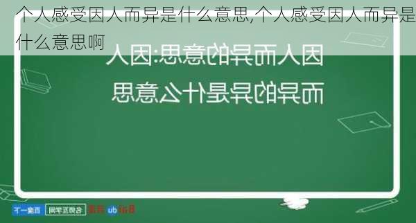 个人感受因人而异是什么意思,个人感受因人而异是什么意思啊