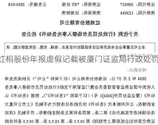 红相股份年报虚假记载被厦门证监局行政处罚！