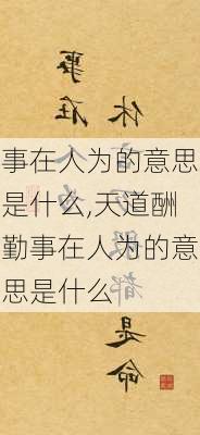 事在人为的意思是什么,天道酬勤事在人为的意思是什么