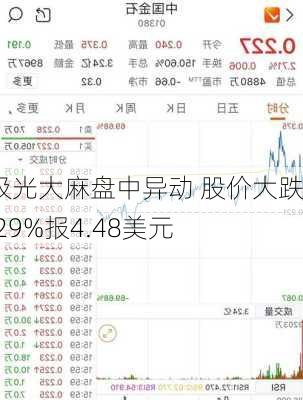 极光大麻盘中异动 股价大跌5.29%报4.48美元