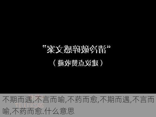 不期而遇,不言而喻,不药而愈,不期而遇,不言而喻,不药而愈.什么意思