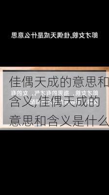 佳偶天成的意思和含义,佳偶天成的意思和含义是什么