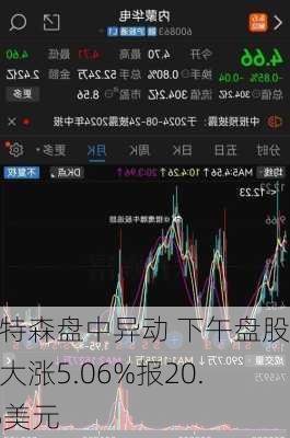 帕特森盘中异动 下午盘股价大涨5.06%报20.75美元