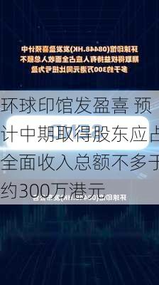 环球印馆发盈喜 预计中期取得股东应占全面收入总额不多于约300万港元