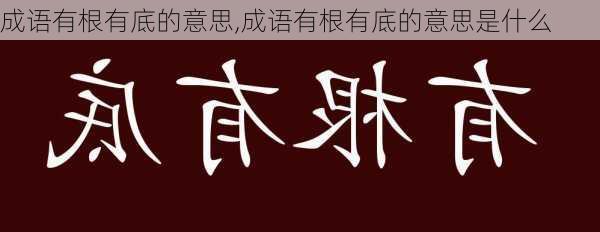 成语有根有底的意思,成语有根有底的意思是什么