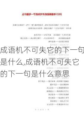 成语机不可失它的下一句是什么,成语机不可失它的下一句是什么意思