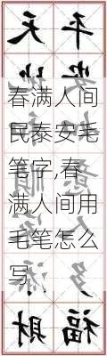 春满人间民泰安毛笔字,春满人间用毛笔怎么写