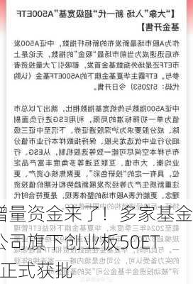 增量资金来了！多家基金公司旗下创业板50ETF正式获批