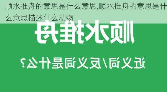 顺水推舟的意思是什么意思,顺水推舟的意思是什么意思描述什么动物