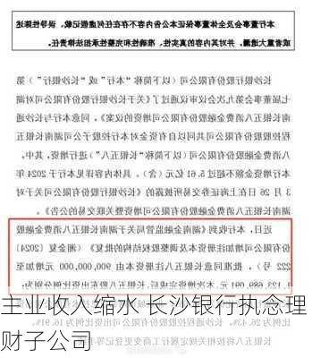 主业收入缩水 长沙银行执念理财子公司