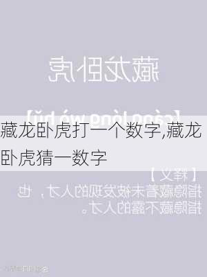 藏龙卧虎打一个数字,藏龙卧虎猜一数字