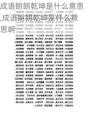 成语朗朗乾坤是什么意思,成语朗朗乾坤是什么意思啊