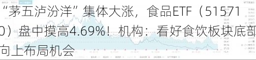 “茅五泸汾洋”集体大涨，食品ETF（515710）盘中摸高4.69%！机构：看好食饮板块底部向上布局机会