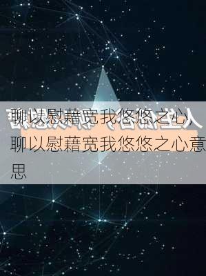 聊以慰藉宽我悠悠之心,聊以慰藉宽我悠悠之心意思