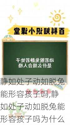 静如处子动如脱兔能形容孩子吗,静如处子动如脱兔能形容孩子吗为什么