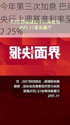 今年第三次加息 巴西央行上调基准利率至12.25%